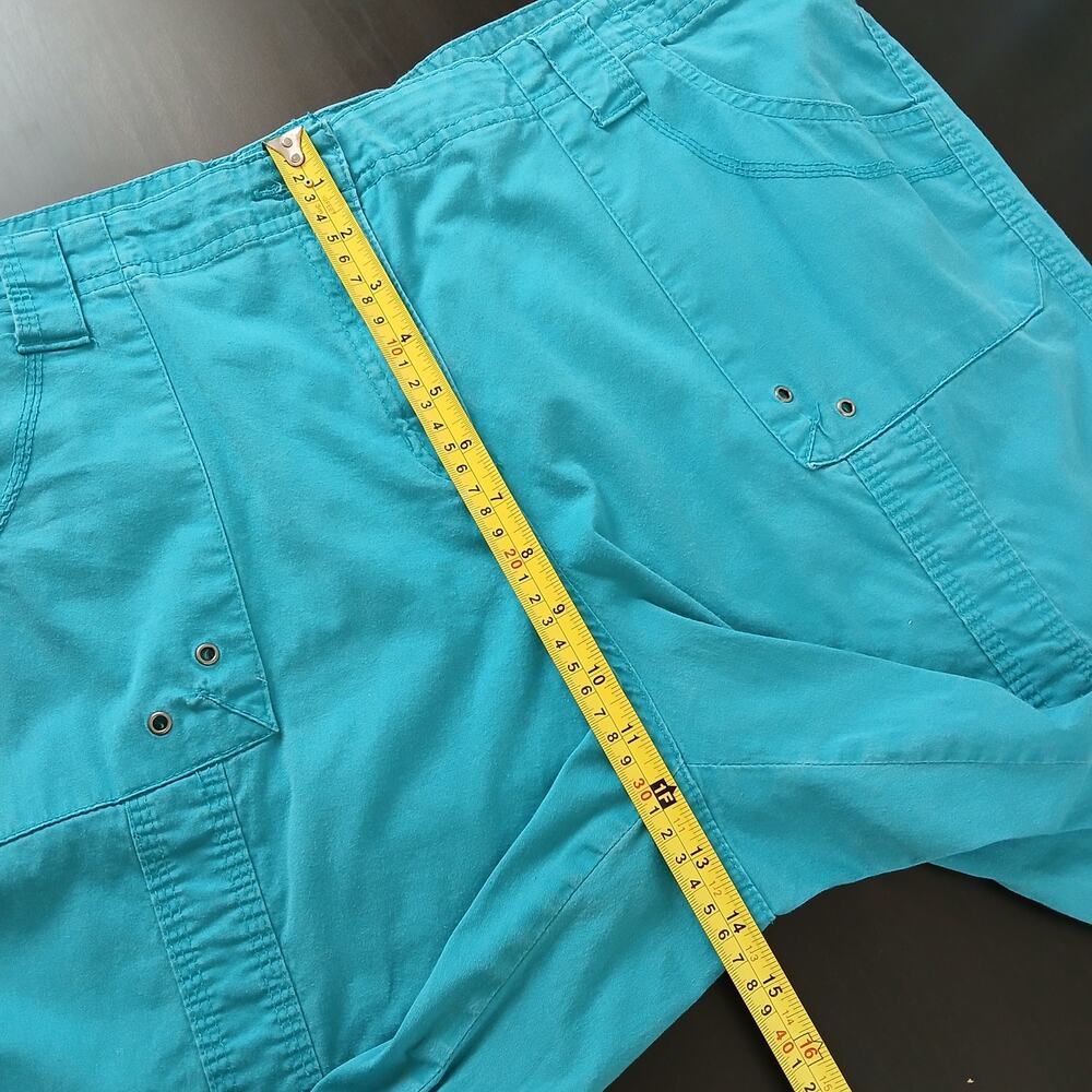 Style & Co Turquoise Blue Cargo Capri Pants 18W cotton blend drawstring cuffs - Picture 9 of 10